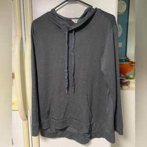 Market & Spruce. Hooded Knit Top. Dark Grey.